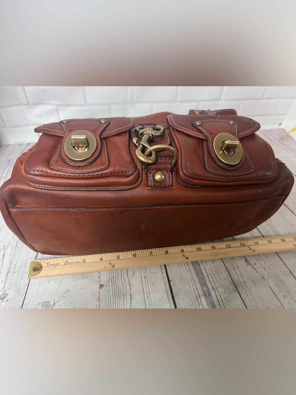 COACH Legacy 65th Anniversary Mandy Satchel Whiskey Cognac Leather Bag 11130 - Picture 5 of 16